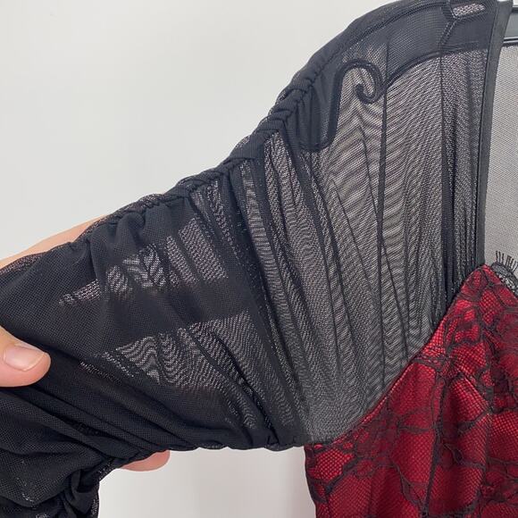 Bebe Red Black Lace Overlay Bodycon Dress Size XS - Picture 6 of 16